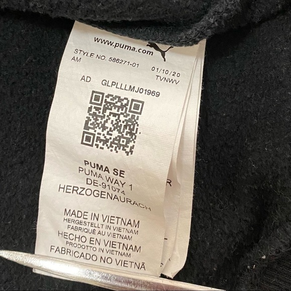 PUMA Black Hooded Zip Up Sweatshirt Jacket Coat Small Unisex  Casual - Picture 10 of 16